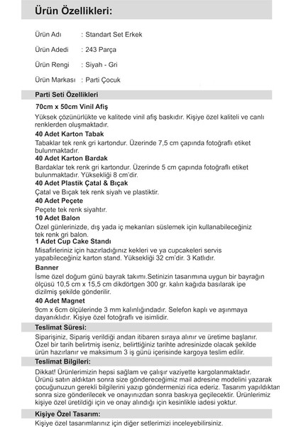 Uzay Erkek Çocuğu 1 Yaş Doğum Günü Standart Set 40 Kişilik