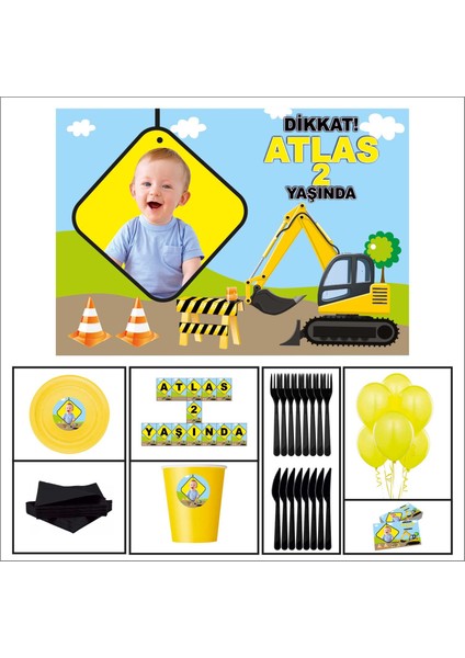 Sirk Erkek Çocuğu 1 Yaş Doğum Günü Standart Set 14 Kişilik