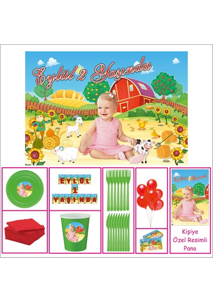 Kız Çocuğu 1 Yaş Doğum Günü Çiftlik Süpriz Set 20 Kişilik