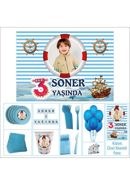 Doğum Günü 3 Yaş Süpriz Set Mavi Erkek 30 Kişilik Parti Çocuk