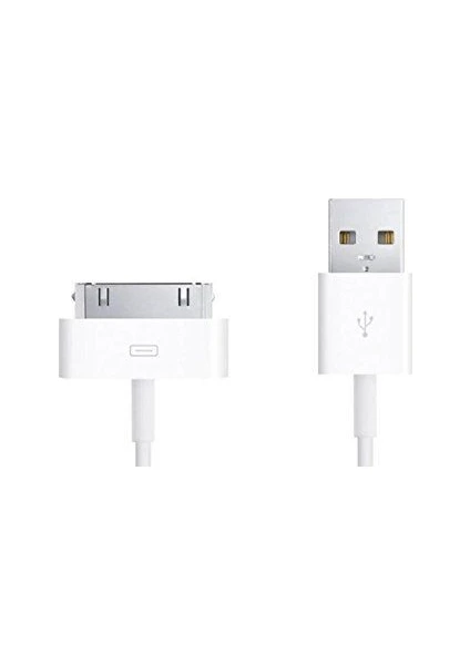 Apple iPhone Uyumlu 4S / 4 Usb Şarj Data Kablosu Beyaz 30 Pin