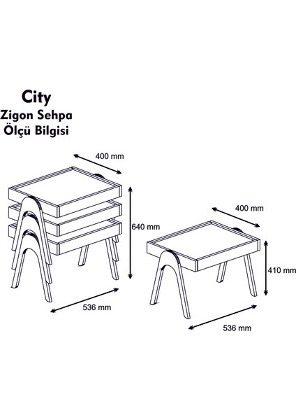 Variant Concept Roma Tepsi Zigon Sehpa Ceviz - Beyaz