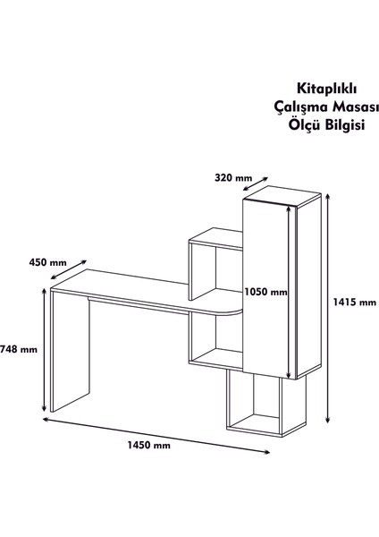 Açelya Kitaplıklı Çalışma Masası Ceviz - Beyaz