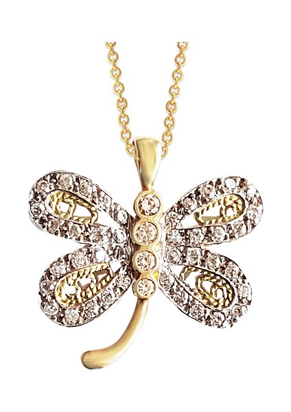 Altınsepeti 14 Ayar Beyaz Kelebek Kolye As15Kl