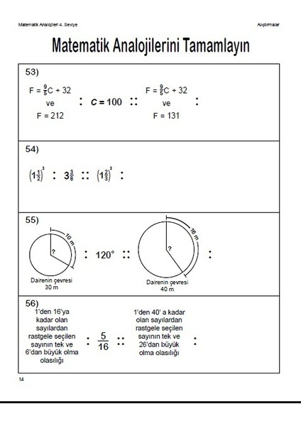 Matematik Analojileri 4. Seviye fırsatları