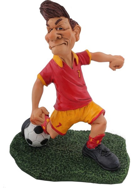 Sarı Kırmızı Futbolcu Figürlü Biblo