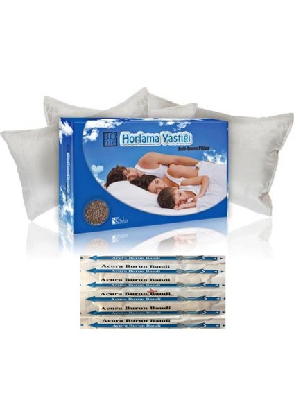 Bonie Rahat Uyku Yastığı ( Buckwheat) İkili + 6 Adet Acura Ac951 Burun Bandı Hediyeli