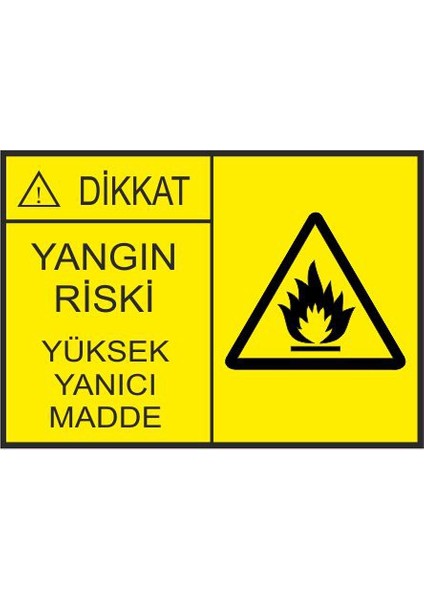 Yangın Riski Yüksek Yanıcı Madde 25 X 35 Cm Uyarı Levhası