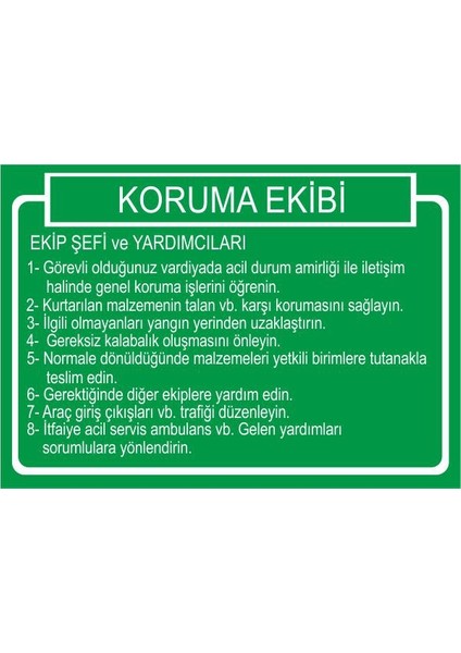 Koruma Ekibi 25 X 35 Cm Uyarı Levhası