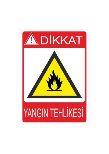 Dikkat Yangın Tehlikesi 25 X 35 Cm Uyarı Levhası