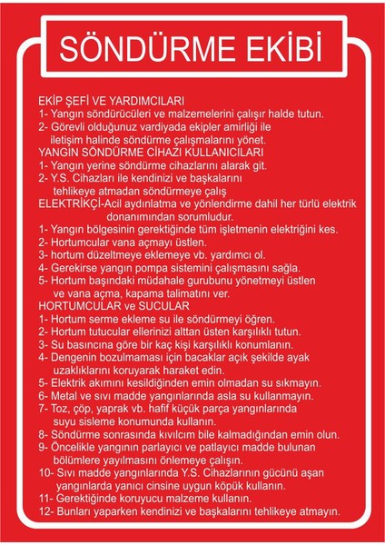 Södürme Ekibi 25 X 35 Cm Uyarı Levhası