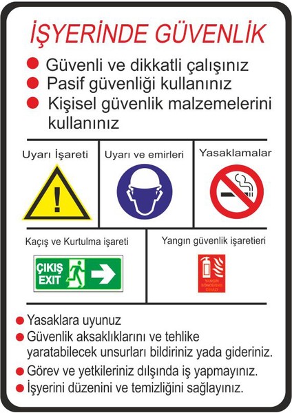 İş Yerinde Güvenlik 25 X 35 Cm Uyarı Levhası