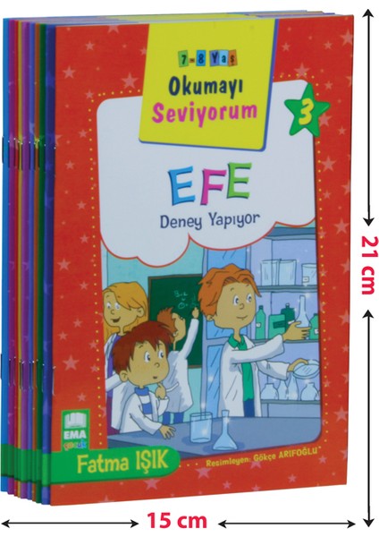 Okumayı Seviyorum Seti 1 ve 2 Sınıflar İçin Düz Yazılı (10 Kitap-Küçük Boy) - Fatma Işık