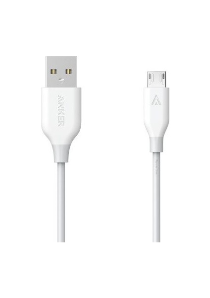 PowerLine Micro USB Şarj/ Data Kablosu 0.9 Metre - Beyaz - (Anker Türkiye Garantili)