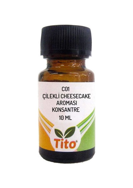 C01 Konsantre Çilekli Cheesecake Aroması Suda Çözünür 10 ml
