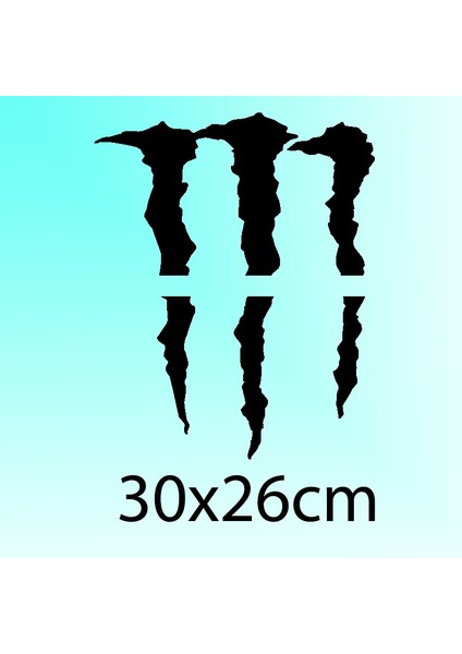 Far İçin Monster Pençe - Oto Sticker - 30x26 cm Siyah
