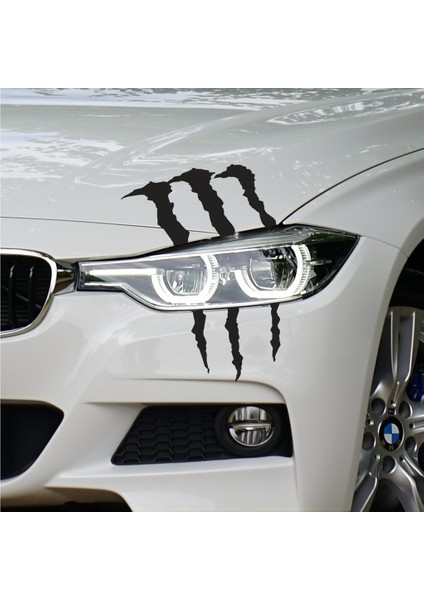 Far İçin Monster Pençe - Oto Sticker - 30x26 cm Siyah