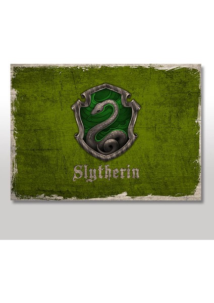 Ahşap Tablo Harry Potter Slytherin Bayrak Yeşil