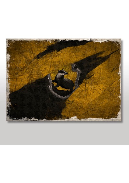 Ahşap Tablo Harry Potter Hufflepuff Bayrak Ahşap Zemin