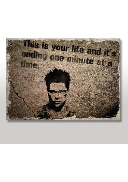 Ahşap Tablo Afişte Fight Club Brad