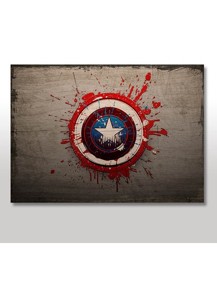 Ahşap Tablo Kaptan Amerika Damlacıklı Logosu