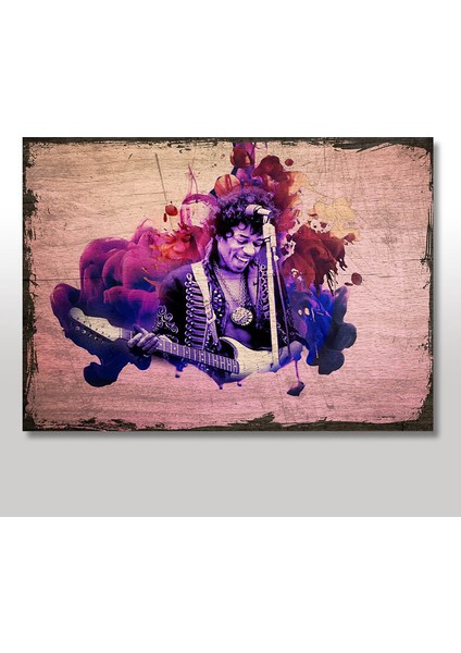 Ahşap Tablo Jimi Hendrix Mor Bulut