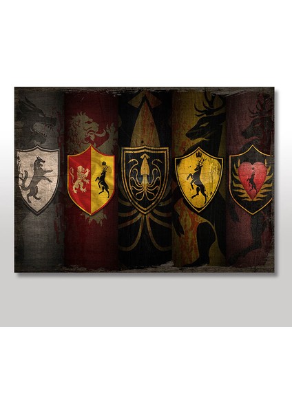 Ahşap Tablo Game of Thrones Bayrakları