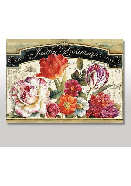 Ahşap Tablo Çiçekler Ve Kelebek