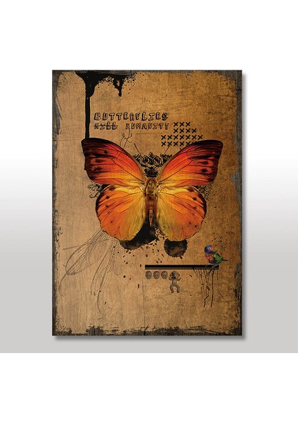 Ahşap Tablo Butterflies kill Humanity Afişi