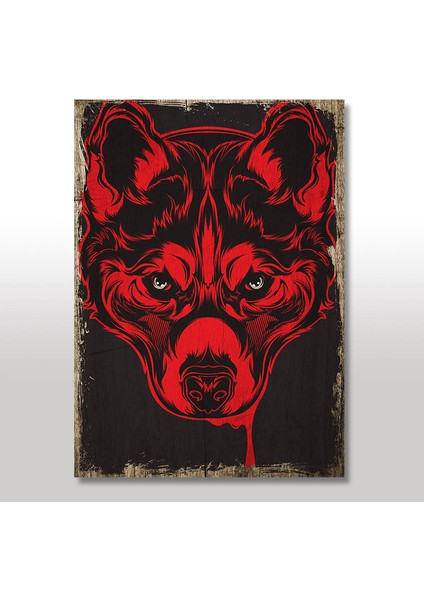 Ahşap Tablo Kırmızı Başlıklı Kurt Figürü