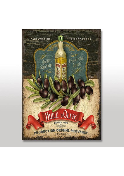 Ahşap Tablo Zeytin Zeytin Yağı Afişi