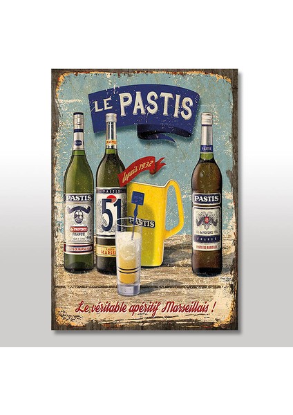 Ahşap Tablo Le Pastis İcecekler