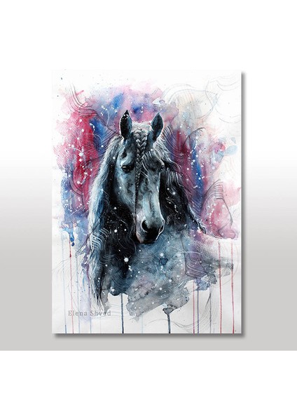 Ahşap Tablo Eski Yelesi Örgülü At Figürü