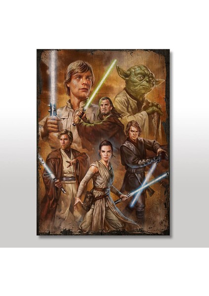 Ahşap Tablo Eski Star Wars Jedilar