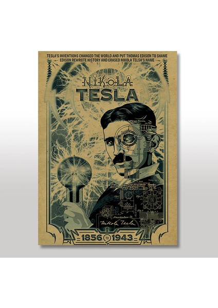 Ahşap Tablo Nikola Tesla Baskılı