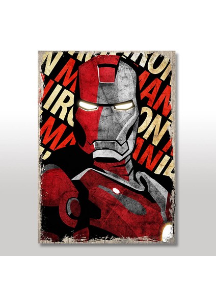 Ahşap Tablo iron Man Demir Adam Desenli