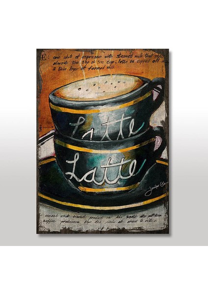 Ahşap Tablo Cafe Latte Fincanları