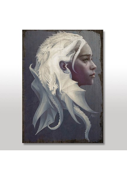 Ahşap Tablo Game of Thrones Daenerys Targaryen eskitme Şekilli