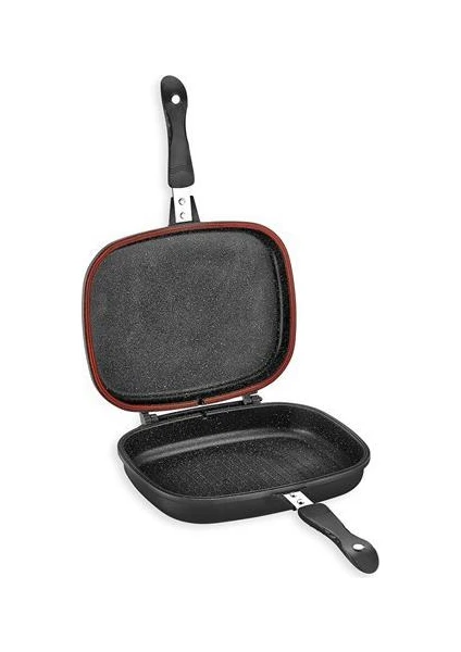 Kare Double Grill Pan 34 Cm Çift Taraflı Tava-siyah