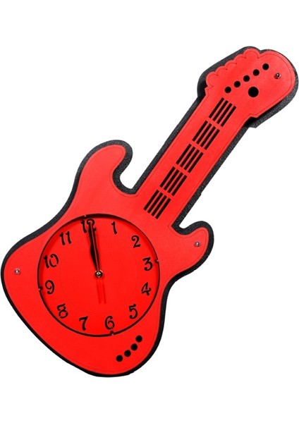 Dekoratif Hediyelik Ahşap Gitar Duvar Saati Camsız