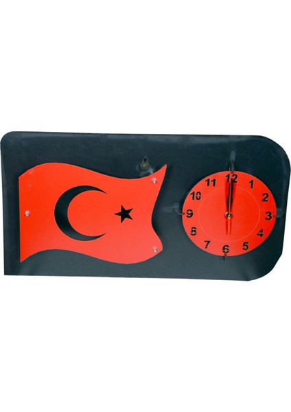Dekoratif Hediyelik Ahşap Türk Bayrağı Duvar Saati