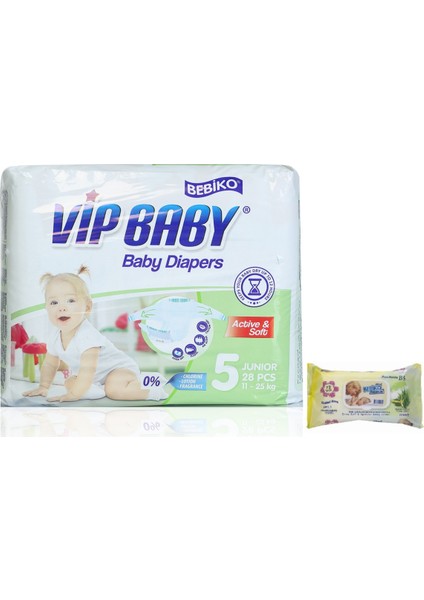 Vip Baby Bebek Bezi Active & Soft Junior 5 Beden 28 Adet