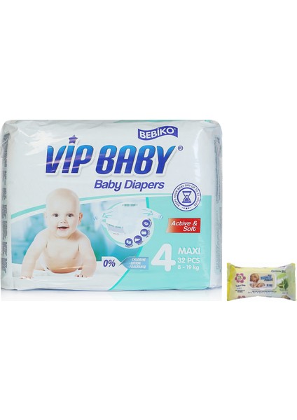 Vip Baby Bebek Bezi Active & Soft Maxi 4 Beden 32 Adet