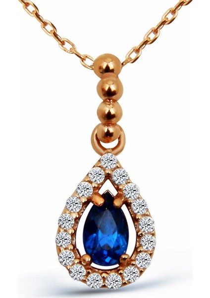 Zirkon Taşlı Rose Gümüş Kolye N094201