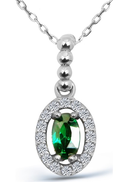 Zirkon Taşlı Gümüş Kolye N094301