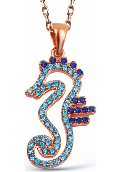 Zirkon Taşlı Gümüş Denizatı Kolye N098301