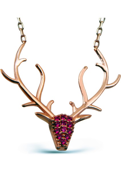 Zirkon Taşlı Gümüş Geyik Kolye N098801