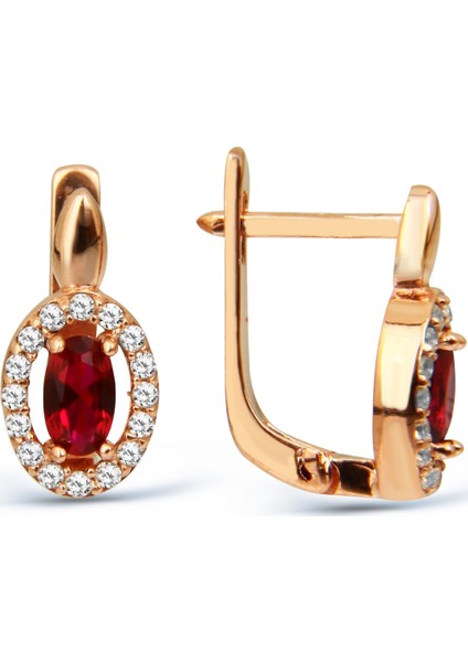 Zirkon Taşlı Rose Gümüş Küpe K023901