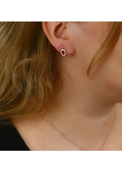 Zirkon Taşlı Rose Gümüş Küpe K023901 fiyatları