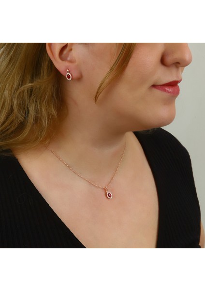 Zirkon Taşlı Rose Gümüş Set S013902 fiyatları